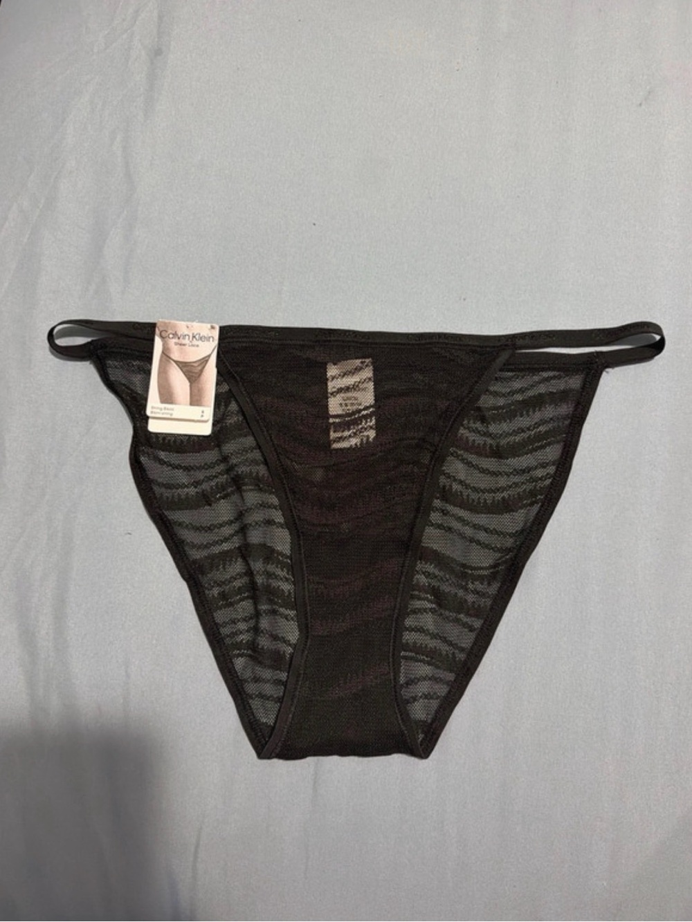 Calvin Klein Black Sheer Striped Bikini Panty
